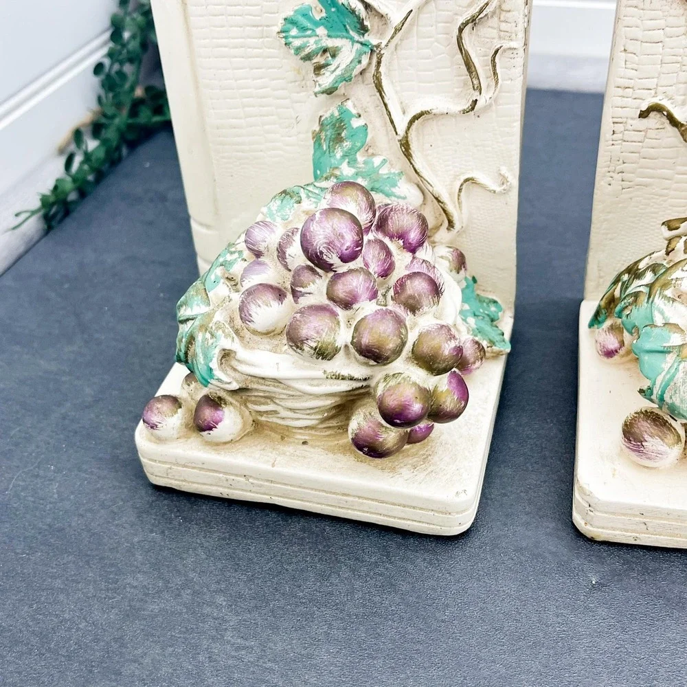 Vintage Chalkware Bookends - Art Deco Book Shelf Decor